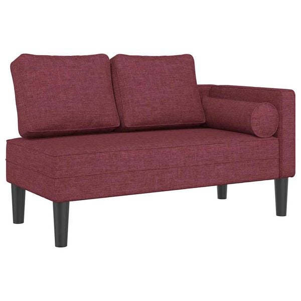 vidaXL Chaise longue com almofadões tecido vermelho tinto