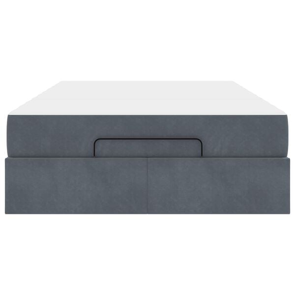 vidaXL Estrutura de cama com colch&atilde;o 2 pcs Cinza Escuro Veludo