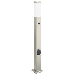 vidaXL Lumin&aacute;ria de poste com sensor e tomada, 80 cm, a&ccedil;o inoxid&aacute;vel, IP44