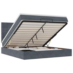 moldura de cama otomana vidaXL com colch&atilde;o cinza escuro veludo