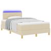 vidaXL Cama Box Spring LED com colch&atilde;o Creme 120 x 190 cm tecido