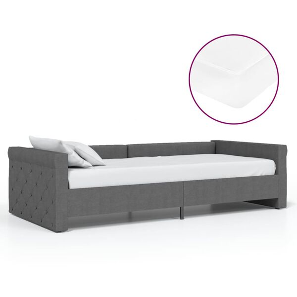 vidaXL Sof&aacute;-cama c/ colch&atilde;o e sa&iacute;da USB 90x200 cm tecido cinza-escuro