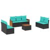 vidaXL Conjunto de sof&aacute; de jardim com 8 pe&ccedil;as e almofadas em rattan sint&eacute;tico preto