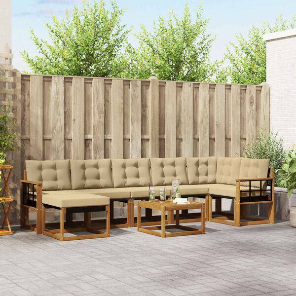 vidaXL Conjunto de Sof&aacute;s para Exterior 8 pcs Natural e Bege