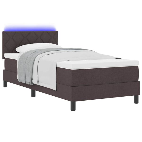 vidaXL Cama Box com colch&atilde;o Marrom Escuro 100 x 200 cm tecido