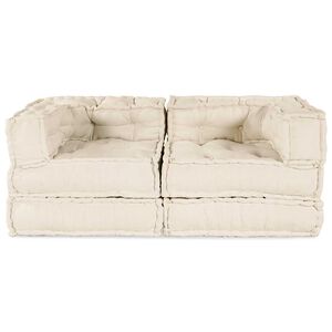 vidaXL Unidade de Sof&aacute; Modular 2 unid. Tecido Creme 140 x 70 x 56 cm