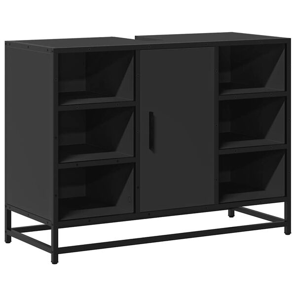 vidaXL Arm&aacute;rio lavat&oacute;rio casa de banho 80x33x60 cm deriv.madeira preto