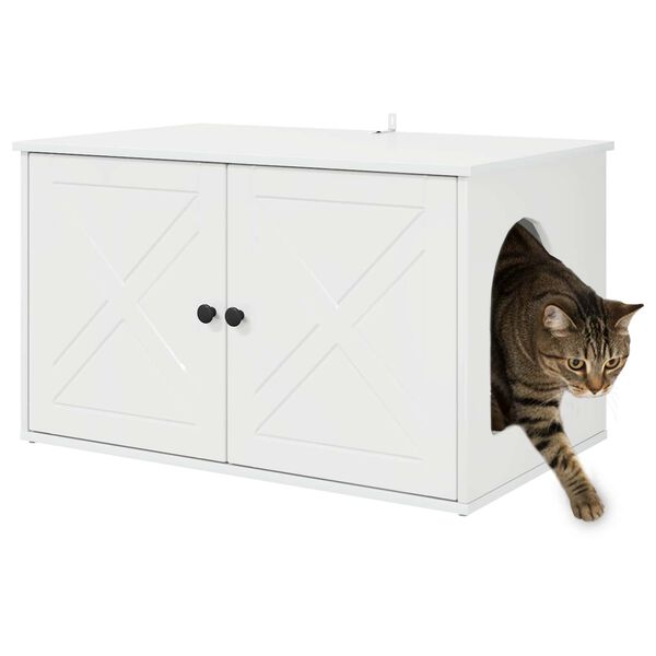 vidaXL Casa para Gatos Branco Brilhante 85 x 55 x 50 cm