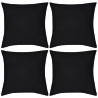 Capas de almofada algodão 4 pcs 50 x 50 cm preto