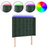 vidaXL Cabeceira cama c/ luzes LED veludo 83x16x118/128cm verde-escuro