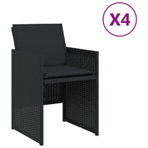 vidaXL Cadeiras de jardim com almofad&otilde;es 4 pcs vime PE preto
