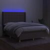 vidaXL Cama box spring colch&atilde;o/LED 140x200 cm tecido cinza-acastanhado