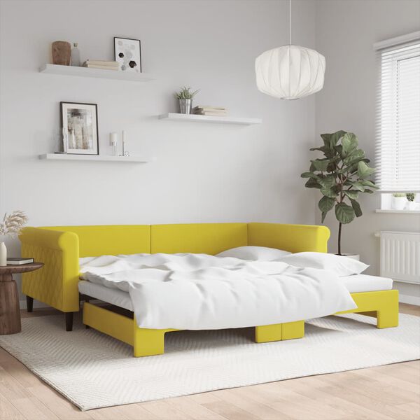 vidaXL Sof&aacute;-cama com gavet&atilde;o 100x200 cm veludo amarelo
