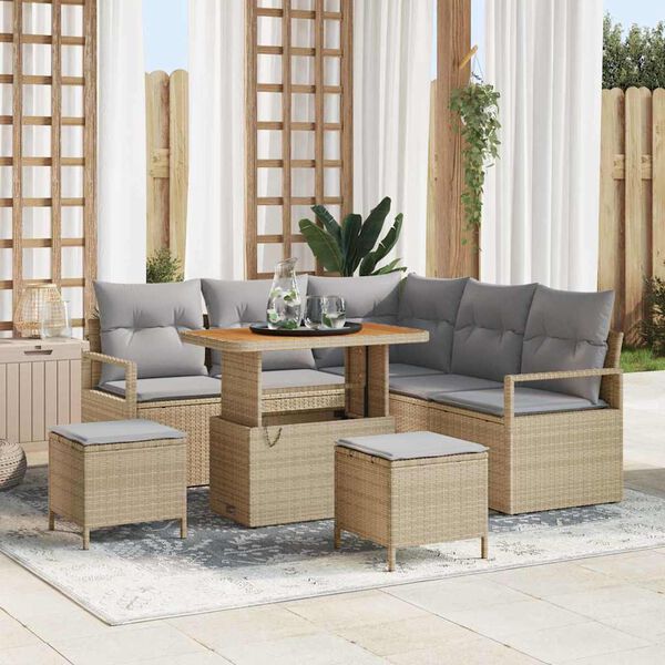 vidaXL Conjunto de Sof&aacute; de Jardim 8 pcs Bege e Cinza Claro