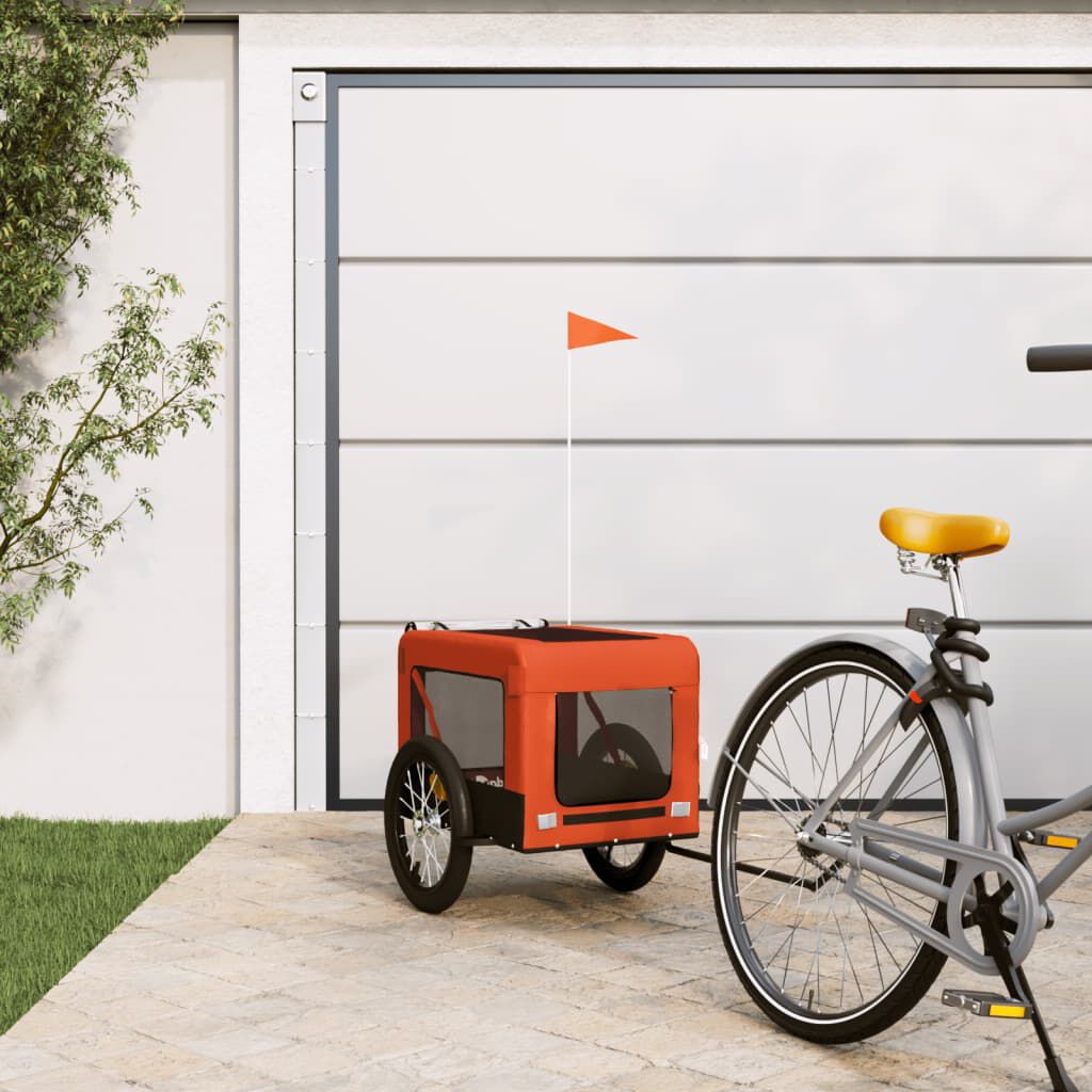 vidaXL Reboque bicicleta p/ animais tecido oxford/ferro laranja/preto