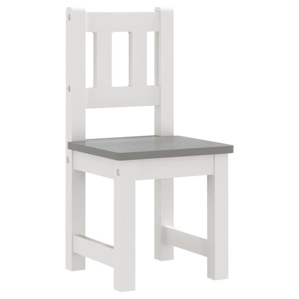 vidaXL 3 pcs conjunto mesa e cadeiras infantil MDF branco e cinzento