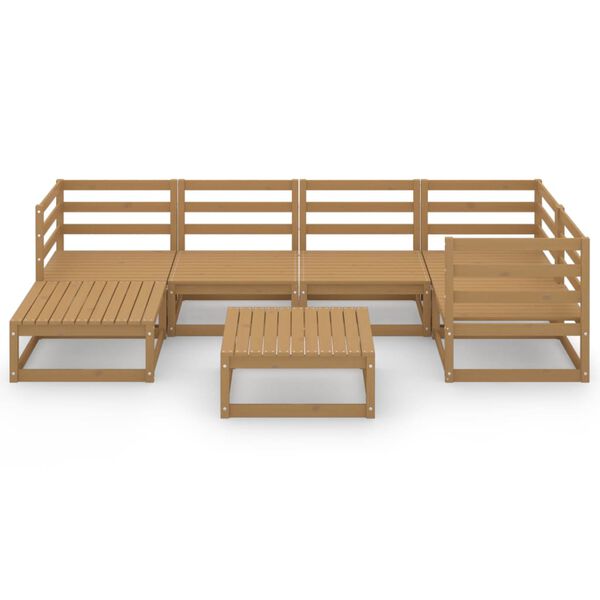 vidaXL 7 pcs conjunto lounge de jardim pinho s&oacute;lido castanho mel