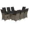 vidaXL 9 pcs conjunto de jantar p/ jardim c/ almofad&otilde;es vime PE cinza