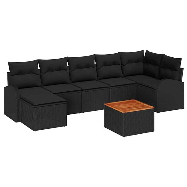 vidaXL Conjunto de Sof&aacute; de Jardim 8 pcs Preto vime PE