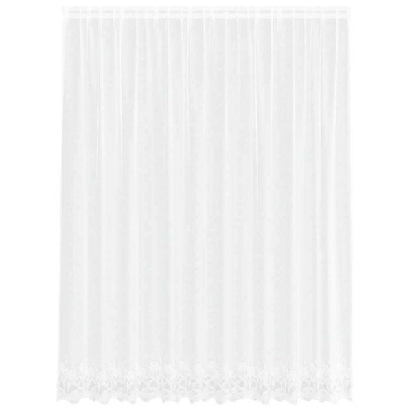 vidaXL Cortina de Renda com cortinas Floral Branco 245x300cm Poli&eacute;ster