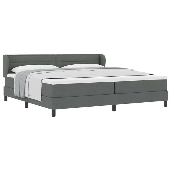 vidaXL Cama Box com colch&atilde;o Cinzento escuro 200 x 200 cm tecido