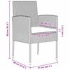 vidaXL Conjunto de Jantar para Jardim com almofada 3 pcs Preto vime PE