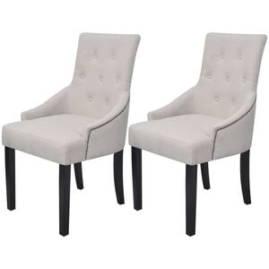 vidaXL Cadeiras de jantar 2 pcs tecido cinzento creme