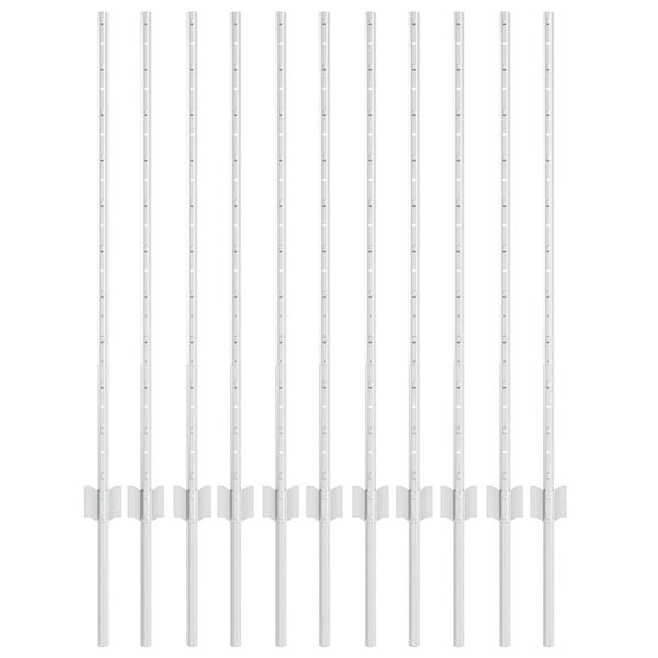 vidaXL Poste de Cerca 11 pcs Prateado 100 cm A&ccedil;o