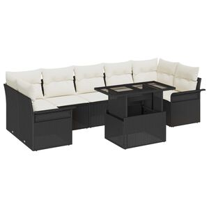 vidaXL Conjunto de Sof&aacute; de Jardim 8 pcs Preto Rattan Sint&eacute;tico