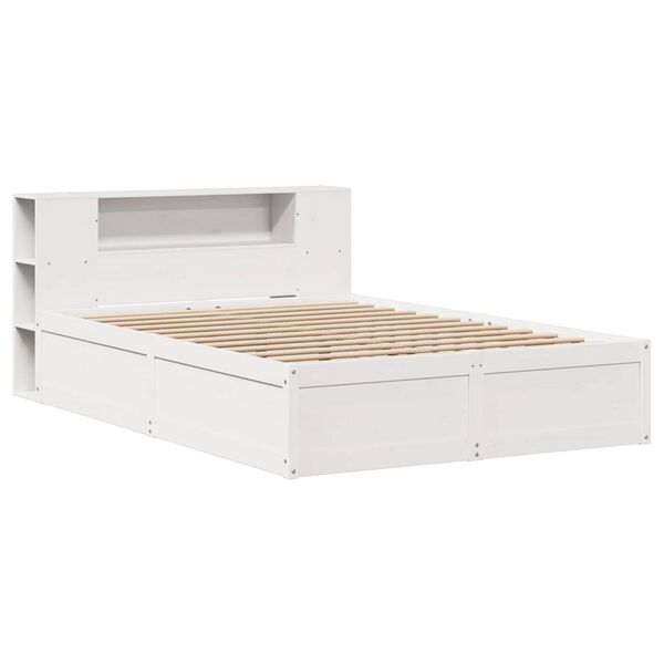 vidaXL Cama sem colch&atilde;o 120x200 cm madeira de pinho maci&ccedil;a branco