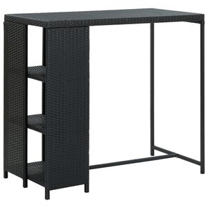 vidaXL Mesa de bar com prateleiras 120x60x110 cm vime PE preto