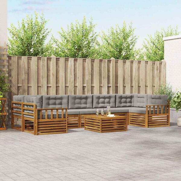 vidaXL Conjunto de Sof&aacute;s para Exterior 8 pcs Cinza Natural e Claro