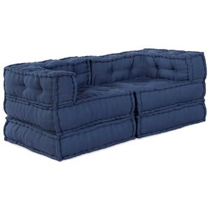 vidaXL Unidade de Sof&aacute; Modular 2 pcs &Iacute;ndigo 140 x 70 x 56 cm Tecido