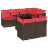 vidaXL Conjunto de sof&aacute; de jardim com 8 pe&ccedil;as e almofadas em rattan sint&eacute;tico marrom