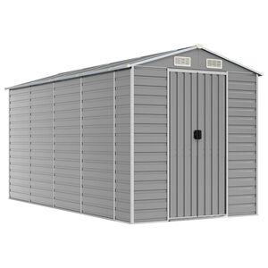 vidaXL Abrigo de jardim cinza claro 191x385x198 cm a&ccedil;o galvanizado
