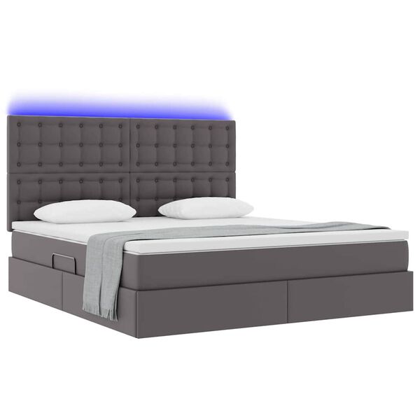 vidaXL Cama com arruma&ccedil;&atilde;o e LED Cinzeto 180 x 200 cm Couro Sint&eacute;tico