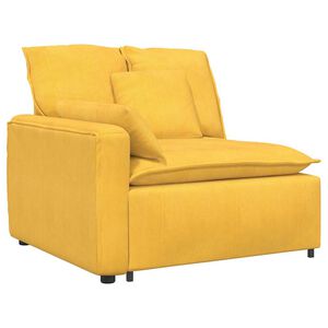vidaXL M&oacute;dulo de extremidade de apoio de bra&ccedil;o para sof&aacute; modular com almofadas, amarelo claro, 100 cm