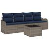 vidaXL Conjunto de Sof&aacute; de Jardim 5 unid. Cinzeto vime PE