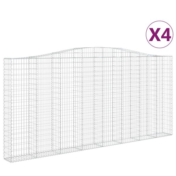 vidaXL Cestos gabi&atilde;o arqueados 4pcs 400x30x180/200cm ferro galvanizado