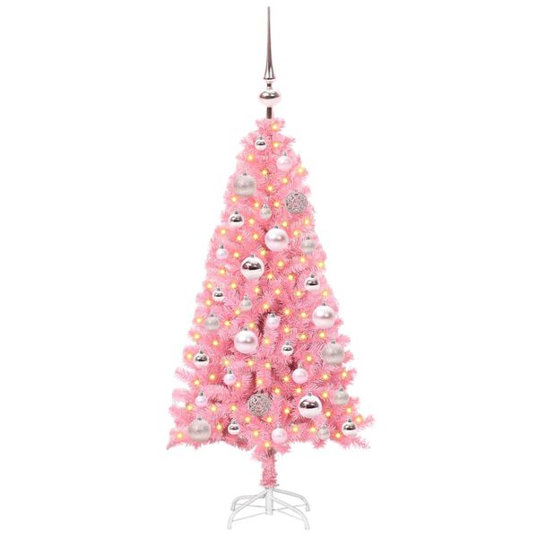 vidaXL &Aacute;rvore de Natal com 150 LEDs com suporte Rosa 120 cm PVC