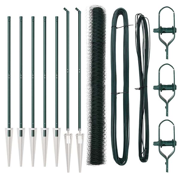 vidaXL Poste de Cerca Verde 10 x 1,5 m (malha de 36 mm) A&ccedil;o e PVC