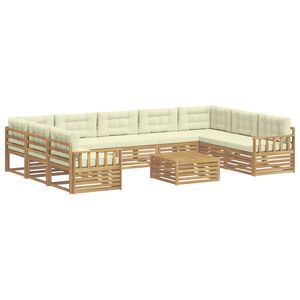 vidaXL Conjunto de Sof&aacute;s para Exterior 10 unid. Branco e Creme