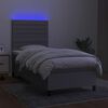 vidaXL Cama box spring c/ colch&atilde;o e LED 80x200 cm tecido cinza-claro