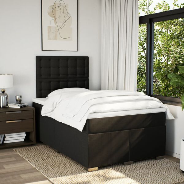 vidaXL Cama boxspring com colch&atilde;o 120x190 cm tecido preto