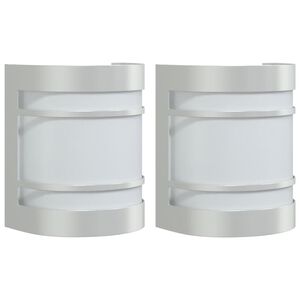 vidaXL Candeeiros de parede p/ exterior 2 pcs a&ccedil;o inoxid&aacute;vel prateado