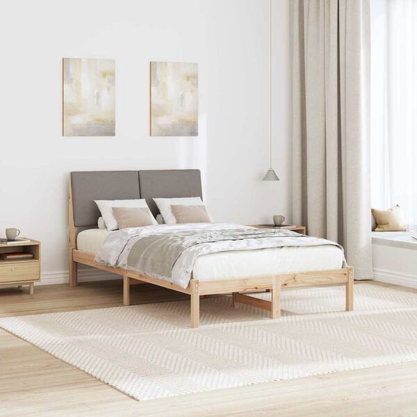vidaXL Estrutura da cama com cabeceira Marrom e taupe 120 x 190 cm