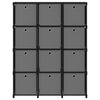 vidaXL Unid. prateleiras 12 cubos c/ caixas 103x30x141 cm tecido preto