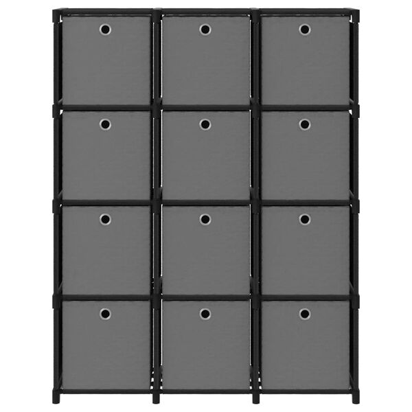 vidaXL Unid. prateleiras 12 cubos c/ caixas 103x30x141 cm tecido preto