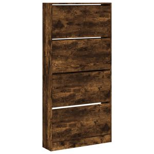 vidaXL Sapateira 4 gavetas articuladas 80x21x163,5 cm carvalho fumado