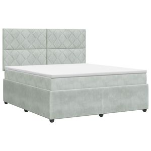 vidaXL Cama box spring com colch&atilde;o Cinzento-claro 140 x 190 cm Veludo